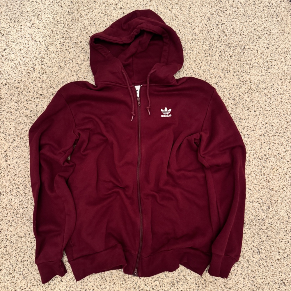 Adidas Burgundy Zip-Up Hoodie